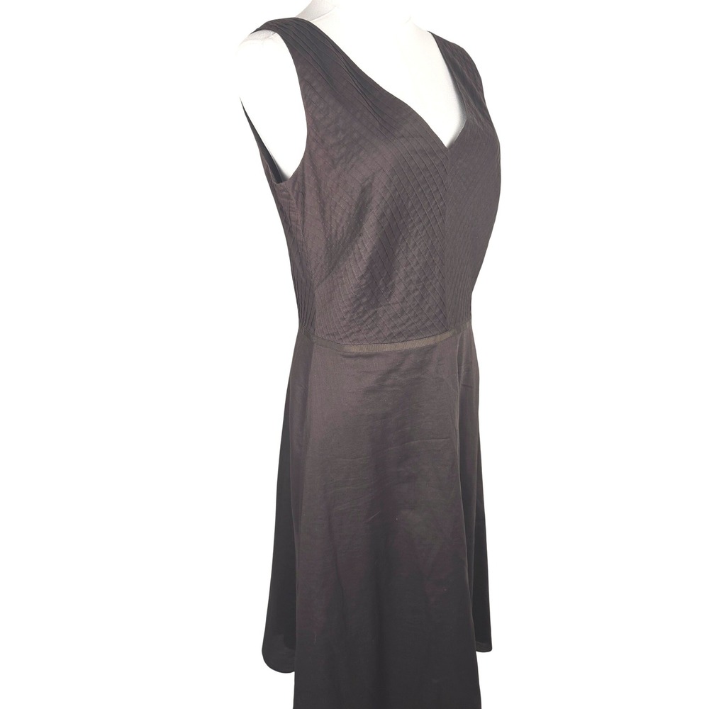 Ann Taylor Y2K Brown Cotton‎ Dress Size 6 Sleeveless V Neck A Line Lined